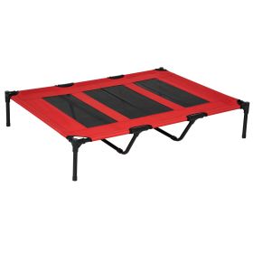 PawHut Metal Frame Elevated Pet Bed 48" x 46" Folding Dog Cot Summer Cooling Red