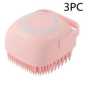 Silicone Dog Bath Massage Gloves Brush Pet Cat Bathroom Cleaning Tool Comb Brush For Dog Can Pour Shampoo Dog Grooming Supplies (Option: Pink 3PC-square)