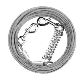 29.5FT Dog Tie Out Cable Long Dog Leash Chew Proof Lead Dog Chain with Durable Spring 360° Rotatable Clips PVC Case for Outside Yard Caming (Option: grey_9m)