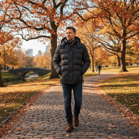 Helios The Heated Coat (Color: Navy-L, size: large)