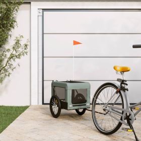 Pet Bike Trailer Grey and black Oxford fabric, iron, PVC Medium (Color: gray)