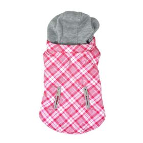 Weekender Dog Sweatshirt Hoodie (Color: Pink & White Plaid, size: medium)